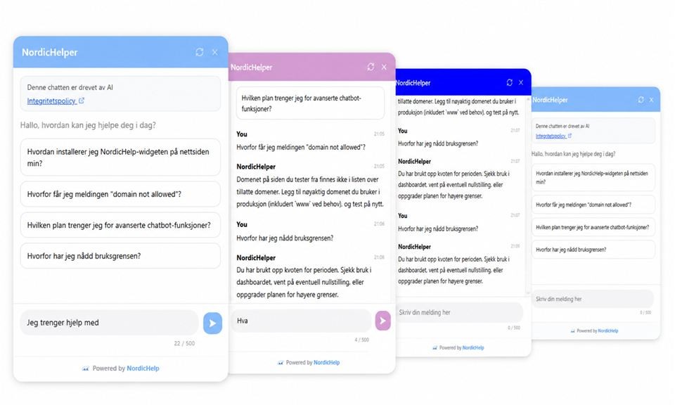 Widget på nettsiden svarer umiddelbart